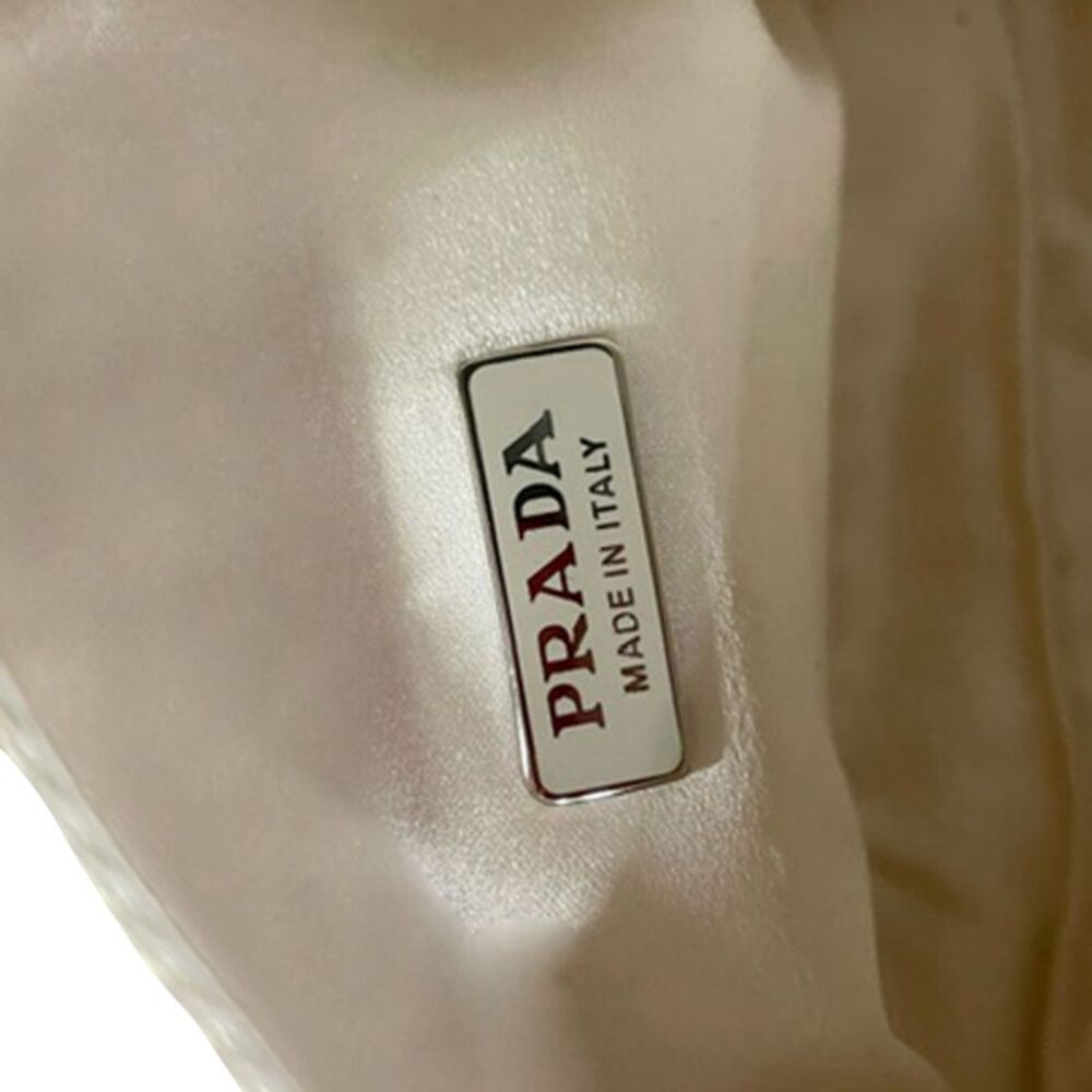 Prada Crystal-Embellished Re-Edition 2000 Bag in Cream Satin - Picture 5 of 9